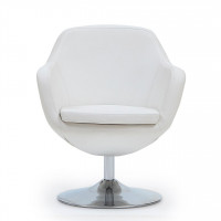 Manhattan Comfort AC028-WH Caisson White and Polished Chrome Faux Leather Swivel Accent Chair